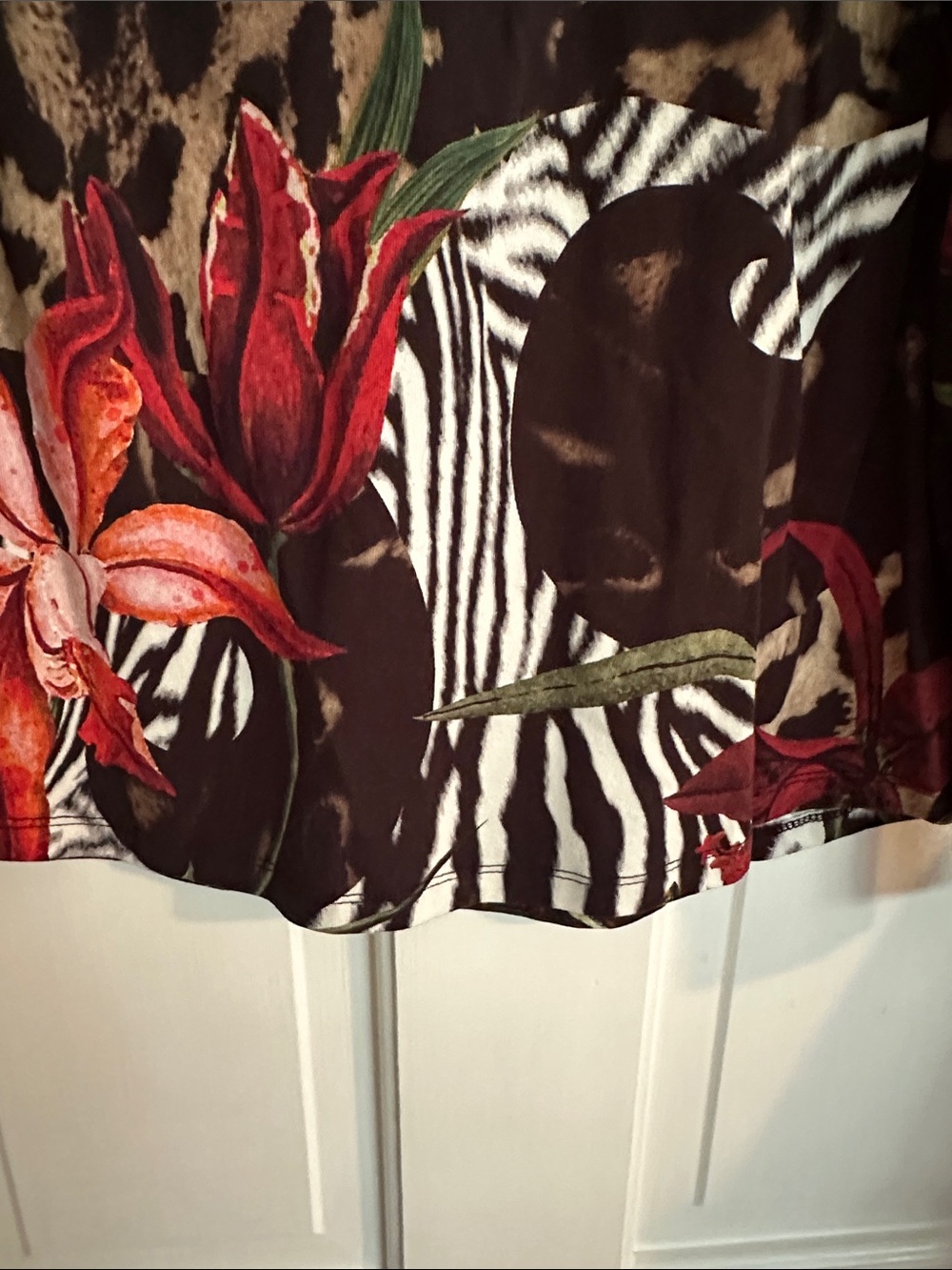Chico's Black Top with Red Floral & Animal Prints - Picture 6 of 6